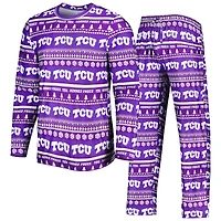 Concepts Sport Violet TCU Horned Frogs Swivel T-shirt et pantalon à manches longues pour homme