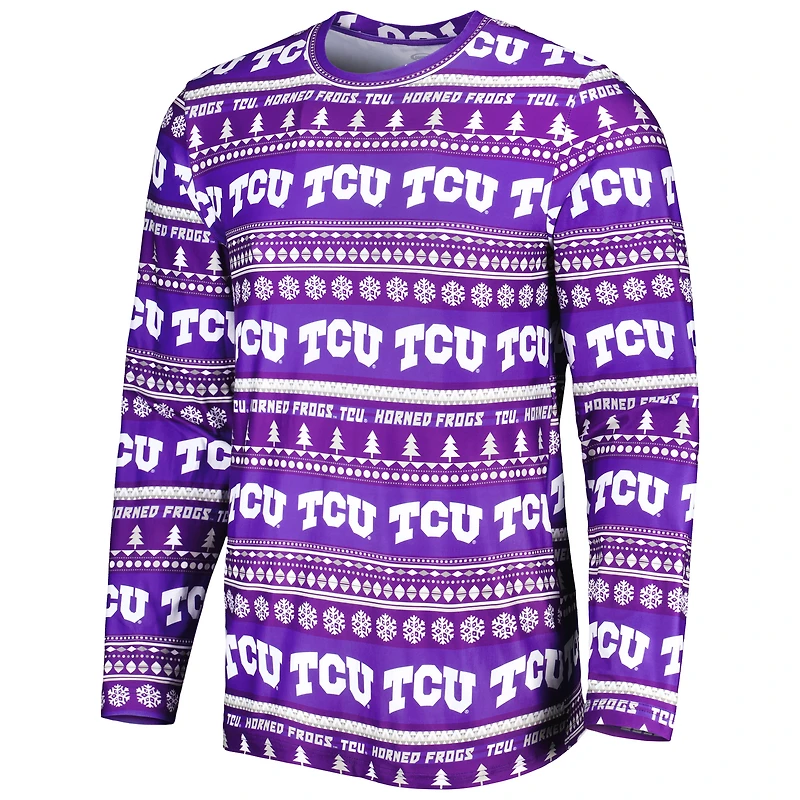 Men's Concepts Sport Purple TCU Horned Frogs Swivel Long Sleeve Top & Pants Sleep Set