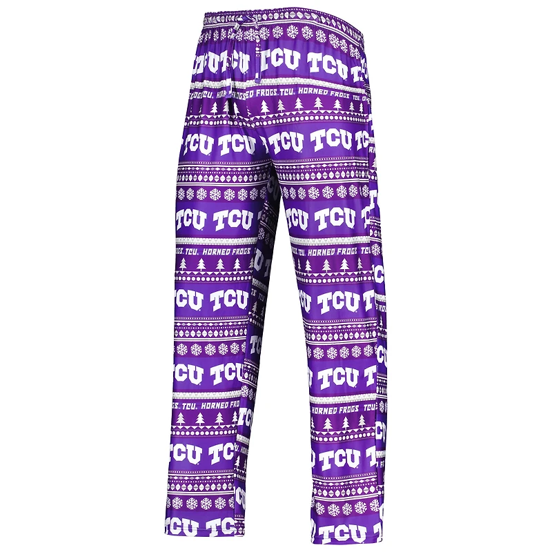 Men's Concepts Sport Purple TCU Horned Frogs Swivel Long Sleeve Top & Pants Sleep Set