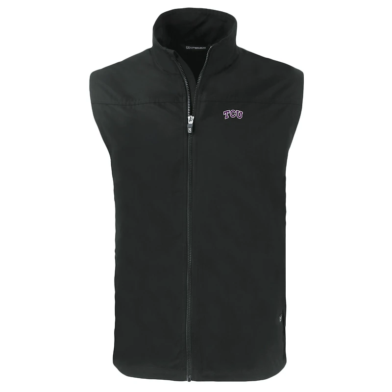 Men's Cutter & Buck  Black TCU Horned Frogs Charter Eco Recycled Full-Zip Vest
