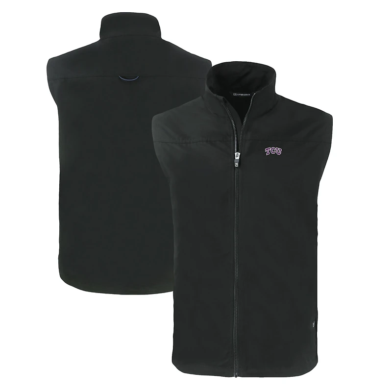Men's Cutter & Buck  Black TCU Horned Frogs Charter Eco Recycled Full-Zip Vest