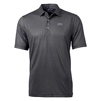 Men's Cutter & Buck Black TCU Horned Frogs Pike Banner Print Polo