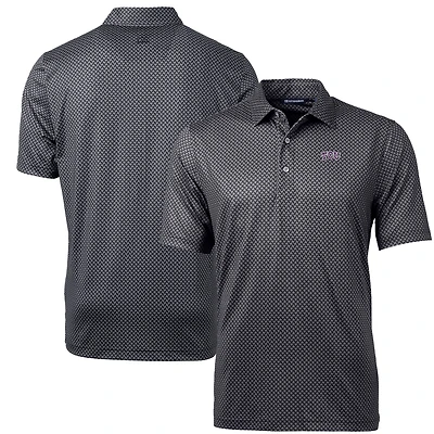 Men's Cutter & Buck Black TCU Horned Frogs Pike Banner Print Polo