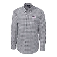 Men's Cutter & Buck Charcoal TCU Horned Frogs Easy Care Stretch Gingham Big Tall Long Sleeve Button-Down Shirt