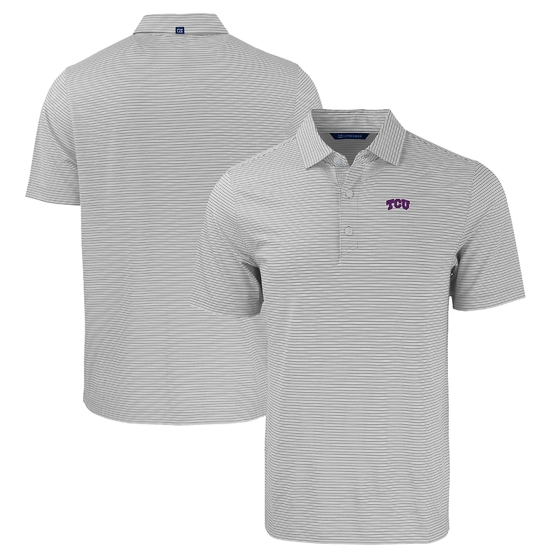 Men's Cutter & Buck  Gray/White TCU Horned Frogs Forge Eco Double Stripe Stretch Recycled Polo