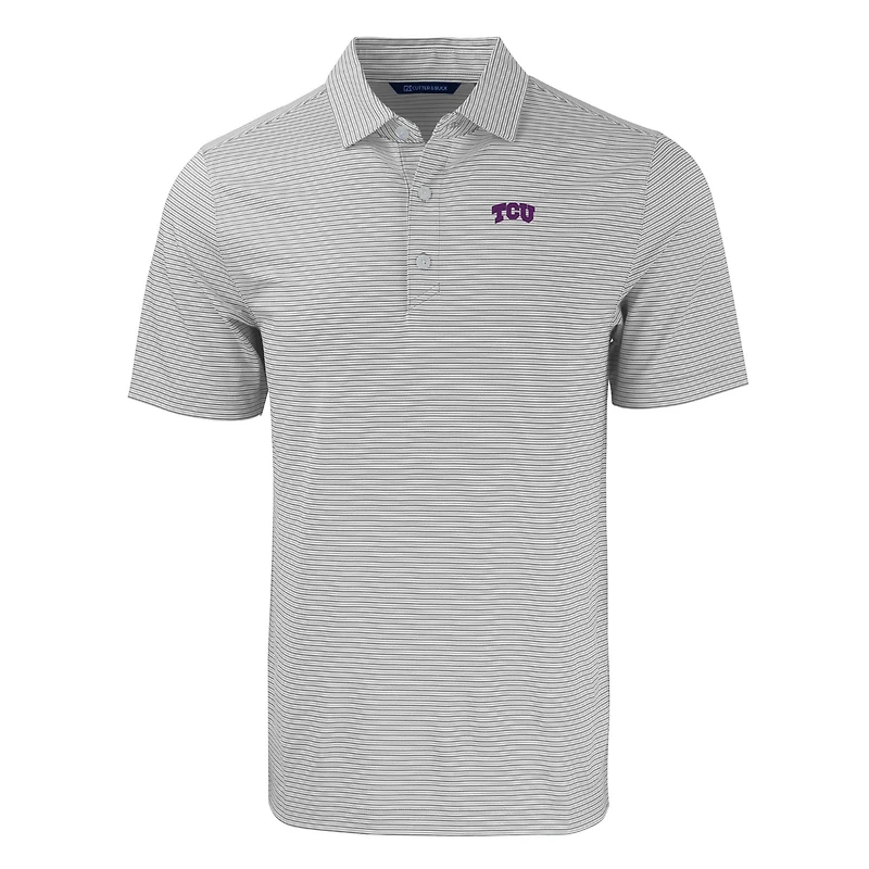 Men's Cutter & Buck  Gray/White TCU Horned Frogs Forge Eco Double Stripe Stretch Recycled Polo