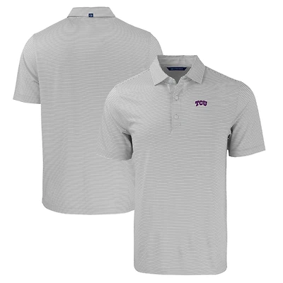 Men's Cutter & Buck  Gray/White TCU Horned Frogs Forge Eco Double Stripe Stretch Recycled Polo
