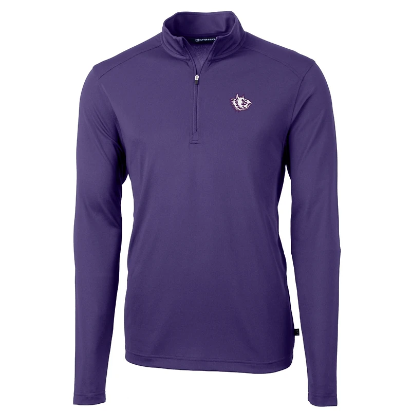 Men's Cutter & Buck Purple TCU Horned Frogs Virtue Eco Pique Recycled Quarter-Zip Pullover Top