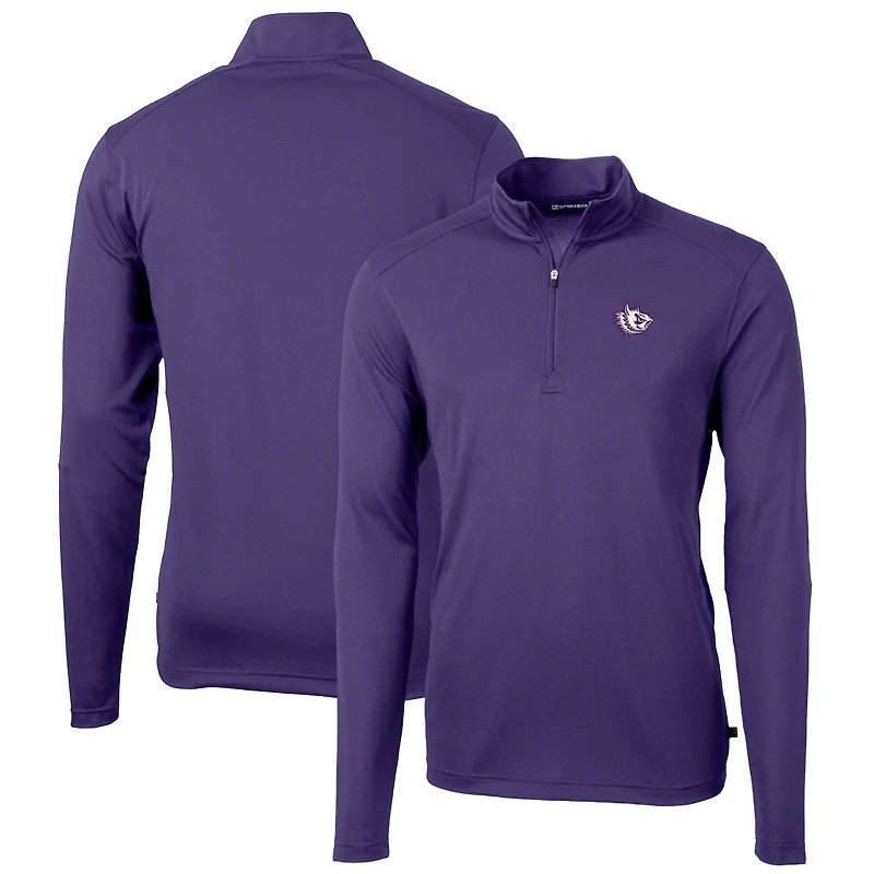 Men's Cutter & Buck Purple TCU Horned Frogs Virtue Eco Pique Recycled Quarter-Zip Pullover Top