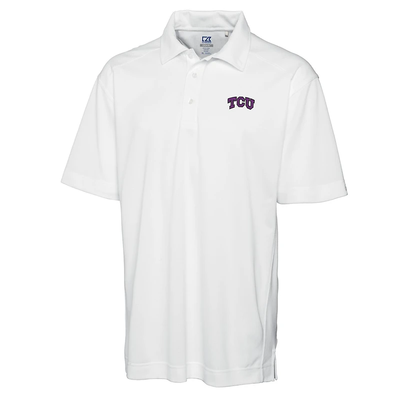 Polo DryTec Genre blanc pour homme Cutter & Buck, motif TCU Horned Frogs, grandes tailles