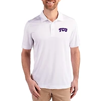 Polo Cutter & Buck blanc pour homme TCU Horned Frogs Prospect Eco texturé extensible recyclé