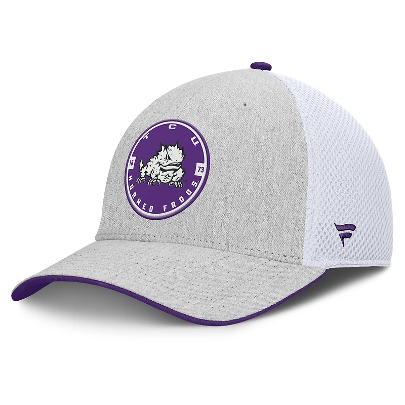 Casquette Fanatics Heather Grey pour homme, motif Horned Frogs de TCU, Trigger Flex