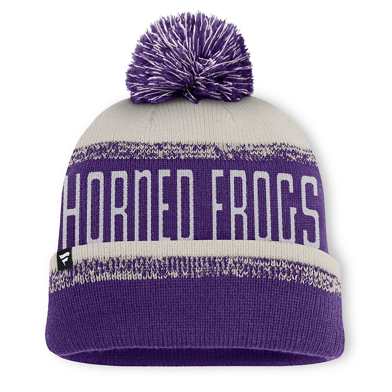 Men's Fanatics Purple/Gray TCU Horned Frogs Thrive Cuffed Knit Hat with Pom