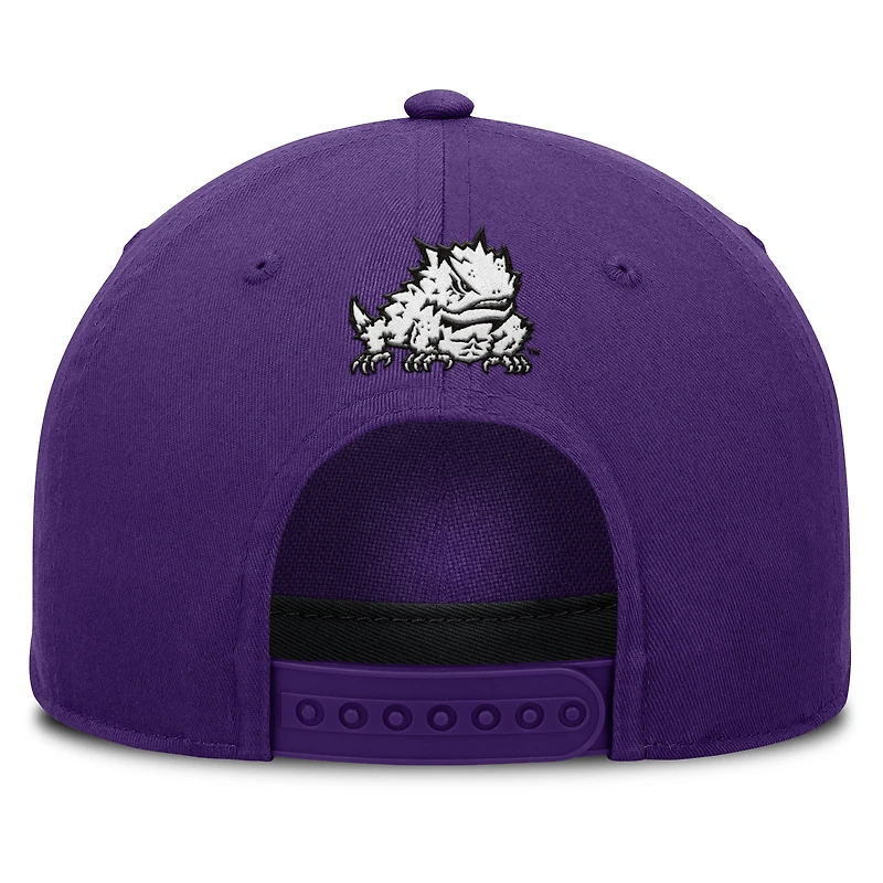Casquette ajustable Fanatics violette TCU Horned Frogs avec corde de balle de faute
