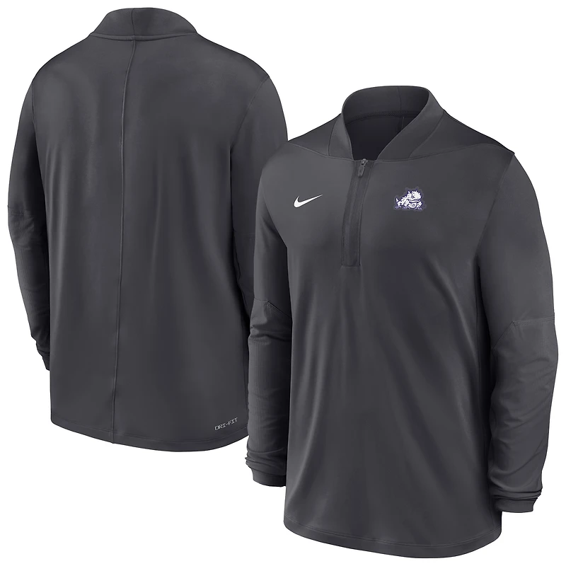 Pull Nike Anthracite TCU Horned Frogs Dri-FIT à demi-zip pour homme
