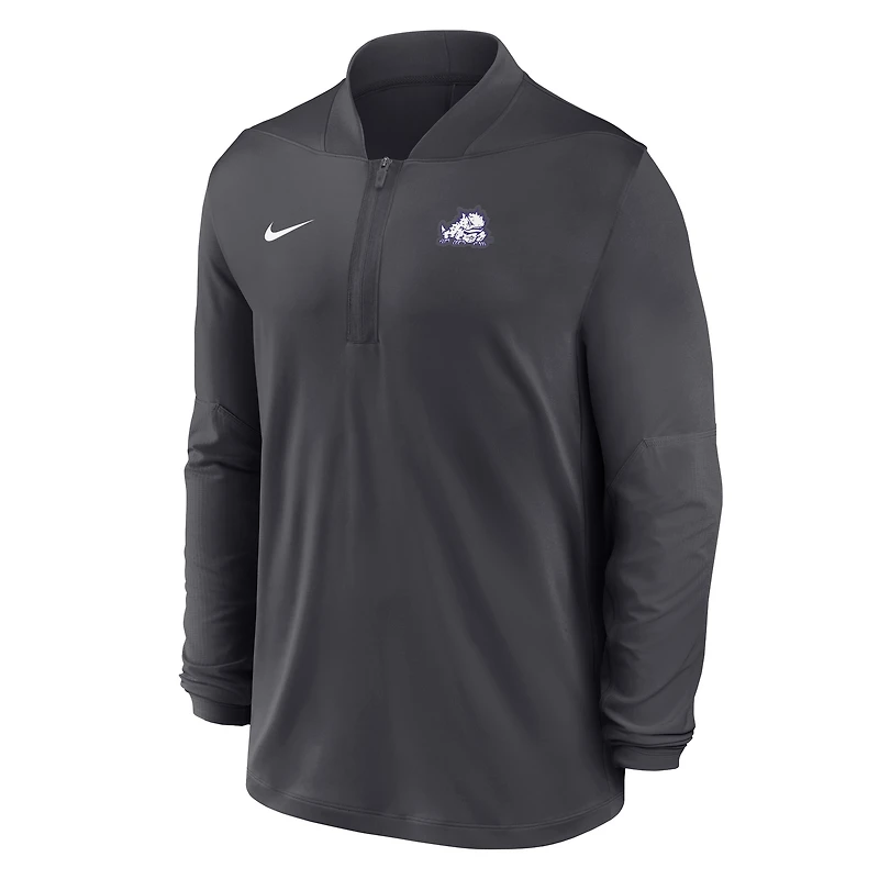 Pull Nike Anthracite TCU Horned Frogs Dri-FIT à demi-zip pour homme