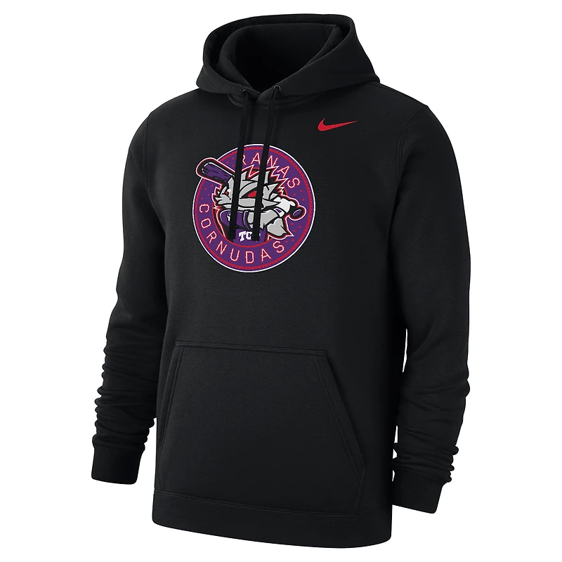 Sweat à capuche en molleton Nike noir TCU Horned Frogs Ranas Cornudas Baseball Club pour homme
