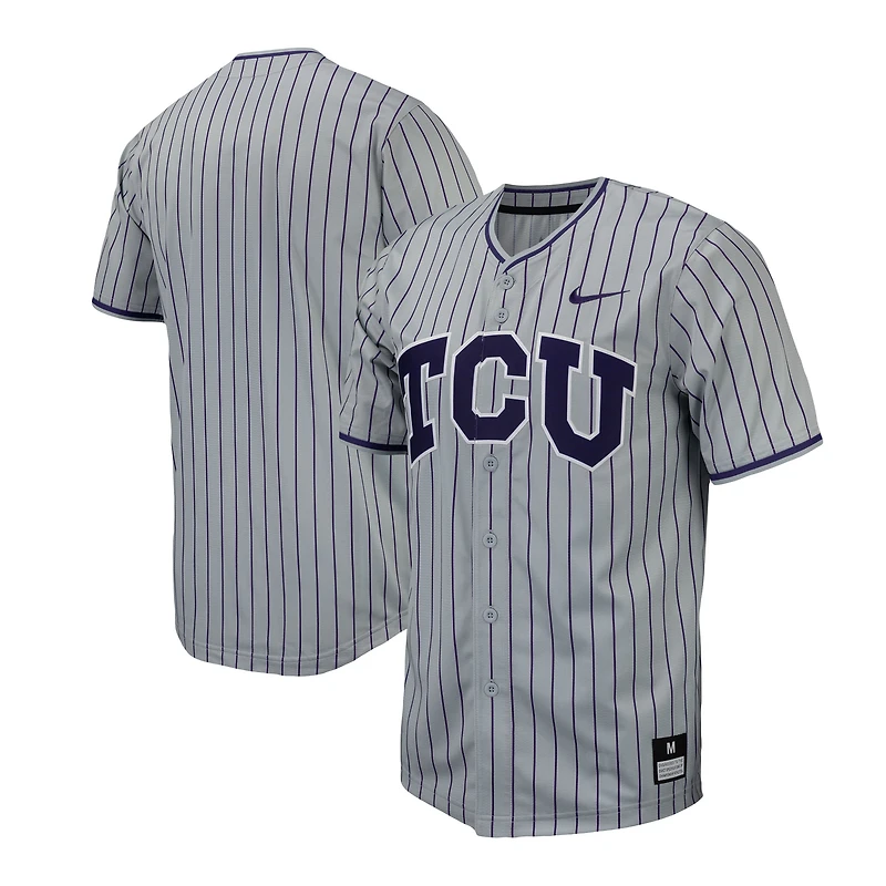 Maillot de baseball réplique à fines rayures Nike TCU Horned Frogs pour homme gris