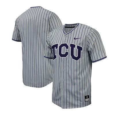 Maillot de baseball réplique à fines rayures Nike TCU Horned Frogs pour homme gris