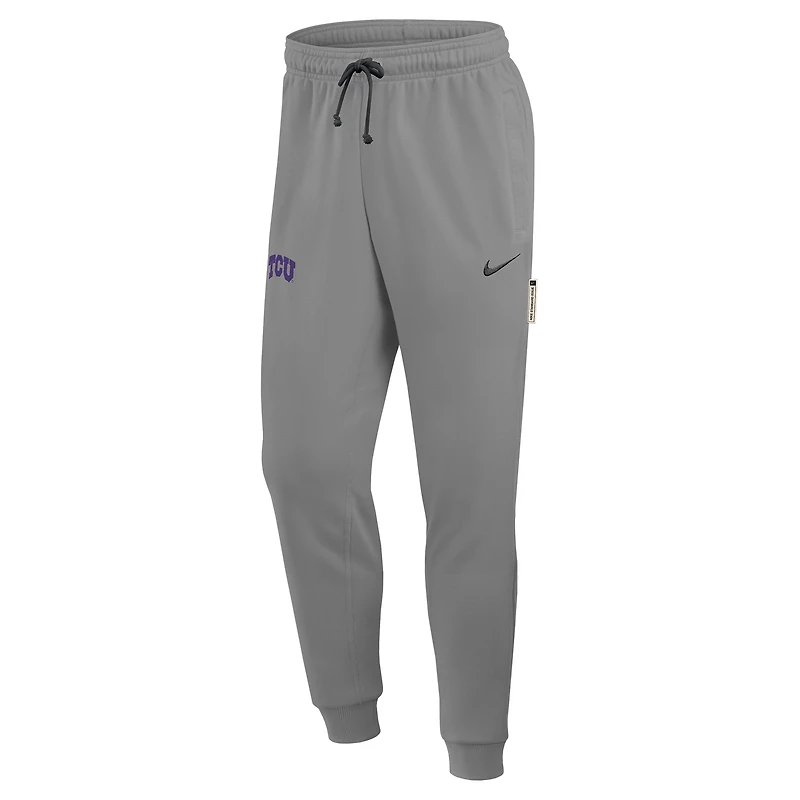 Pantalon de survêtement Nike Heather Grey TCU Horned Frogs pour homme, coupe fuselée, entraînement basketball Dri-FIT