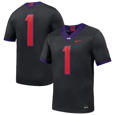Maillot de football américain alternatif Nike n° 1 anthracite TCU Horned Frogs pour homme