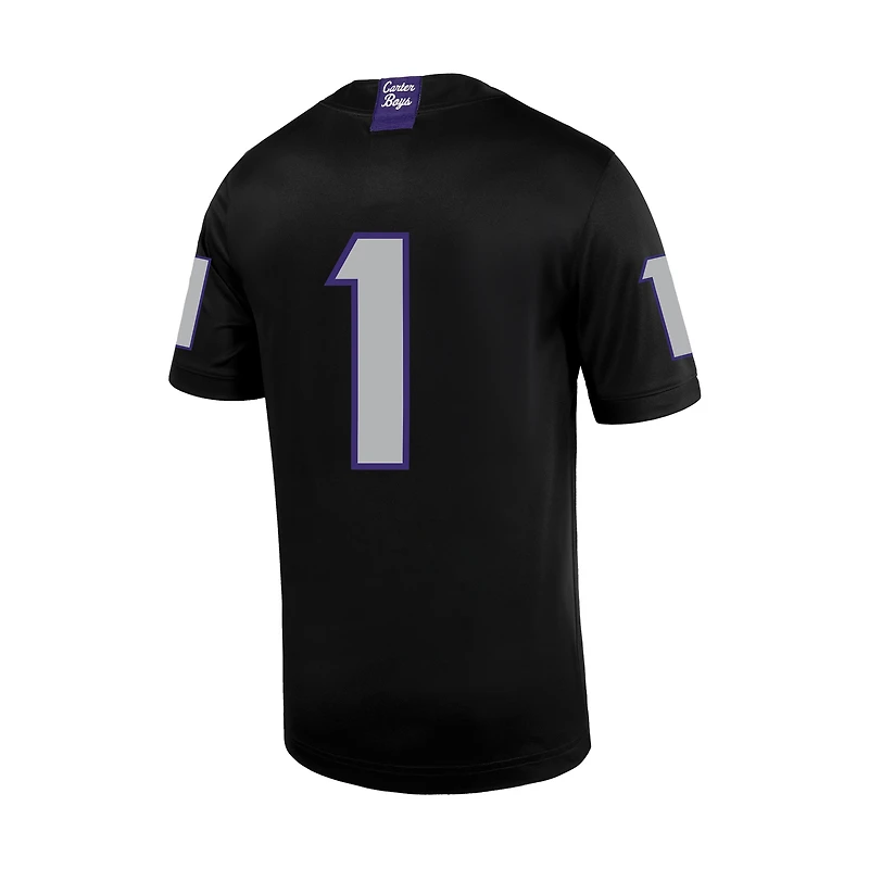 Maillot de football Nike #1 noir pour homme TCU Horned Frogs Untouchable