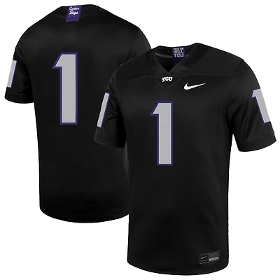 Maillot de football Nike #1 noir pour homme TCU Horned Frogs Untouchable