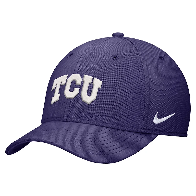 Men's Nike Purple TCU Horned Frogs 2024 Sideline Rise Swoosh Flex Hat