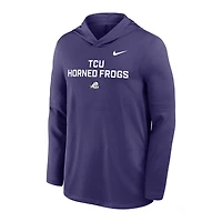 Men's Nike Purple TCU Horned Frogs 2025 Sideline Dri-FIT Long Sleeve Hoodie T-Shirt