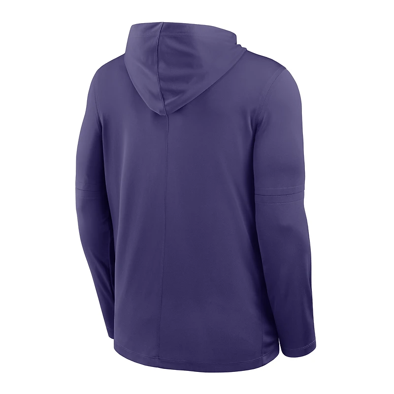 Men's Nike Purple TCU Horned Frogs 2025 Sideline Dri-FIT Long Sleeve Hoodie T-Shirt