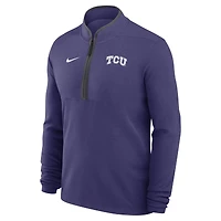 Haut Nike violet à fermeture éclair quart de tour pour homme TCU Horned Frogs Coaches Courtside Basketball Victory Performance