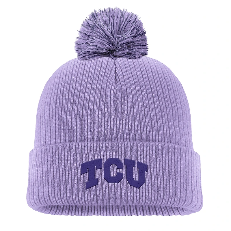 Men's Nike Purple TCU Horned Frogs Tonal Peak Cuffed Knit Hat with Pom