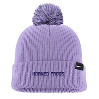 Men's Nike Purple TCU Horned Frogs Tonal Peak Cuffed Knit Hat with Pom