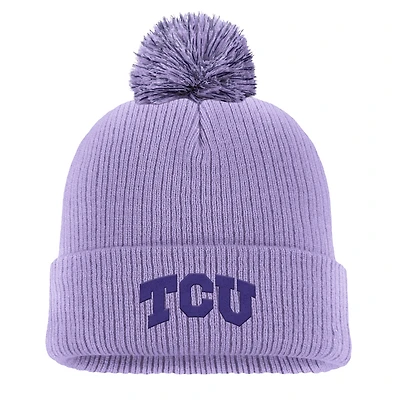 Men's Nike Purple TCU Horned Frogs Tonal Peak Cuffed Knit Hat with Pom