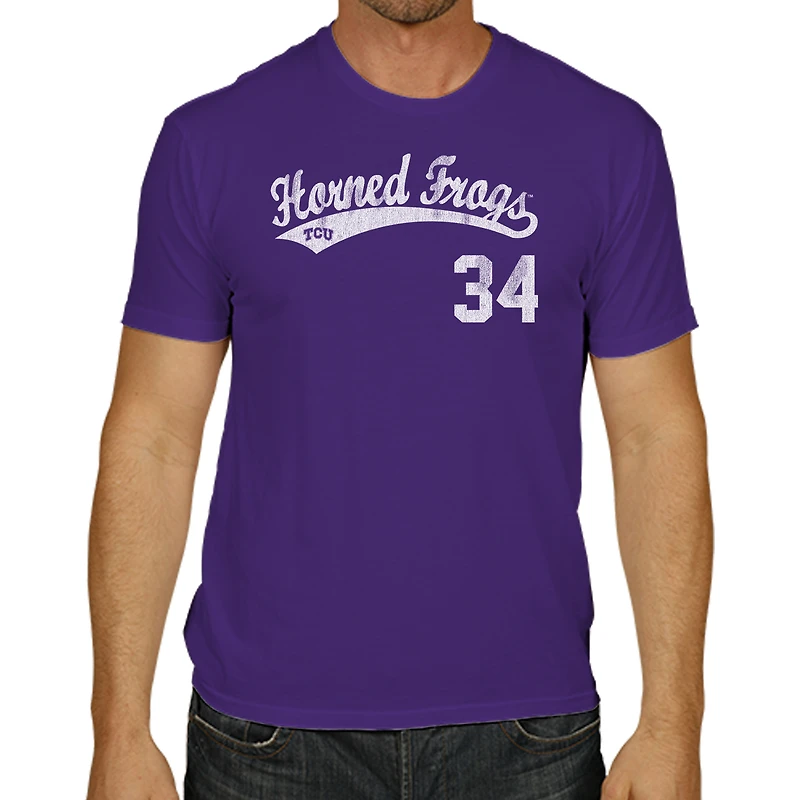 Men's Original Retro Brand Jake Arrieta Purple TCU Horned Frogs NCAA Baseball T-Shirt