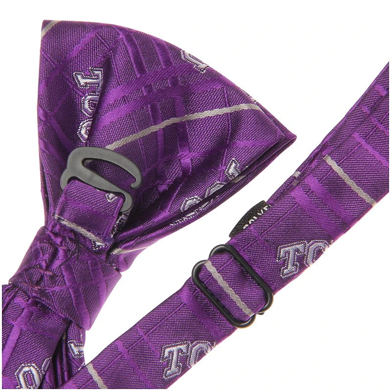 Nœud papillon Oxford violet pour homme, motif grenouilles à cornes de TCU