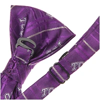 Nœud papillon Oxford violet pour homme, motif grenouilles à cornes de TCU