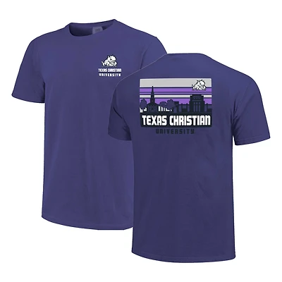 Men's Purple TCU Horned Frogs Striped Campus Skyline T-Shirt