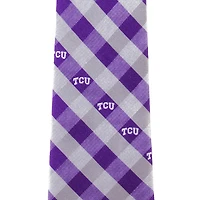 Cravate à carreaux en polyester tissé pour homme TCU Horned Frogs