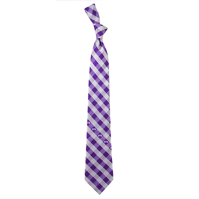 Cravate à carreaux en polyester tissé pour homme TCU Horned Frogs