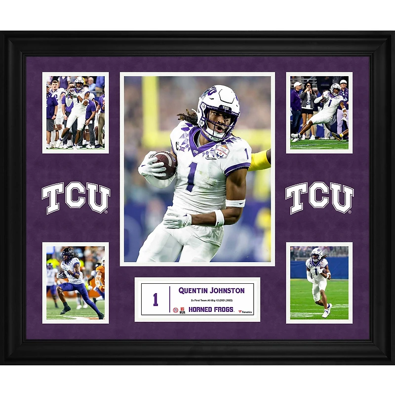 Collage encadré de 5 photos des Horned Frogs de TCU de Quentin Johnston