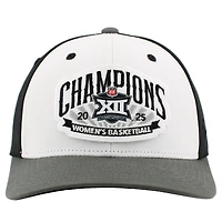 Unisex Zephyr White/Charcoal TCU Horned Frogs 2025 Big 12 Women's Basketball Conference Tournament Champions Locker Room Adjustable Hat