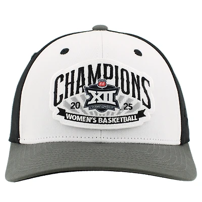 Unisex Zephyr White/Charcoal TCU Horned Frogs 2025 Big 12 Women's Basketball Conference Tournament Champions Locker Room Adjustable Hat