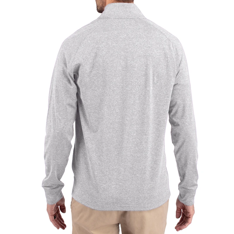 Women's Cutter & Buck Heather TCU Horned Frogs Adapt Eco Knit Stretch Recycled DryTec Raglan Quarter-Zip Pullover