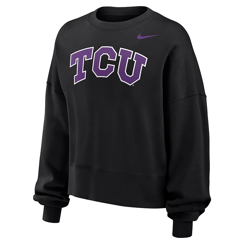 Women's Nike Black TCU Horned Frogs Phoenix Fleece Pullover Sweatshirt