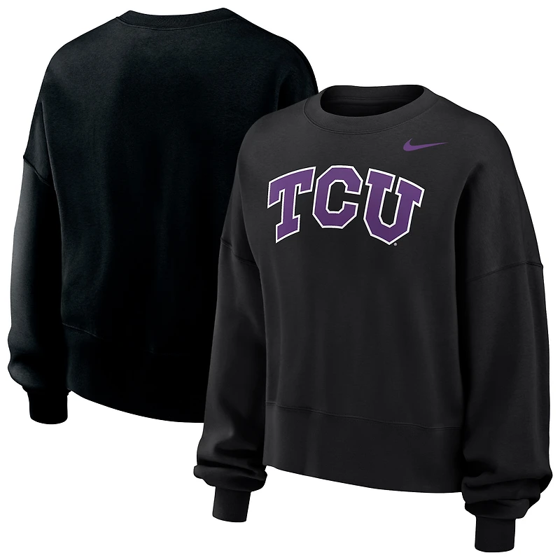 Women's Nike Black TCU Horned Frogs Phoenix Fleece Pullover Sweatshirt