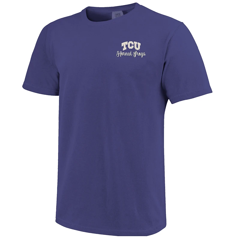 T-shirt violet pour femme avec inscription « Campus Scene Drawing » (TCU Horned Frogs)