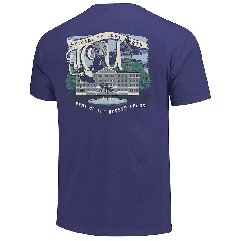 T-shirt violet pour femme avec inscription « Campus Scene Drawing » (TCU Horned Frogs)