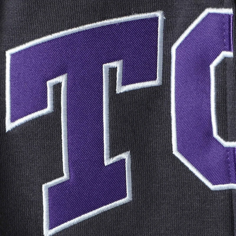 Youth Charcoal TCU Horned Frogs Applique Arch & Logo Full-Zip Hoodie