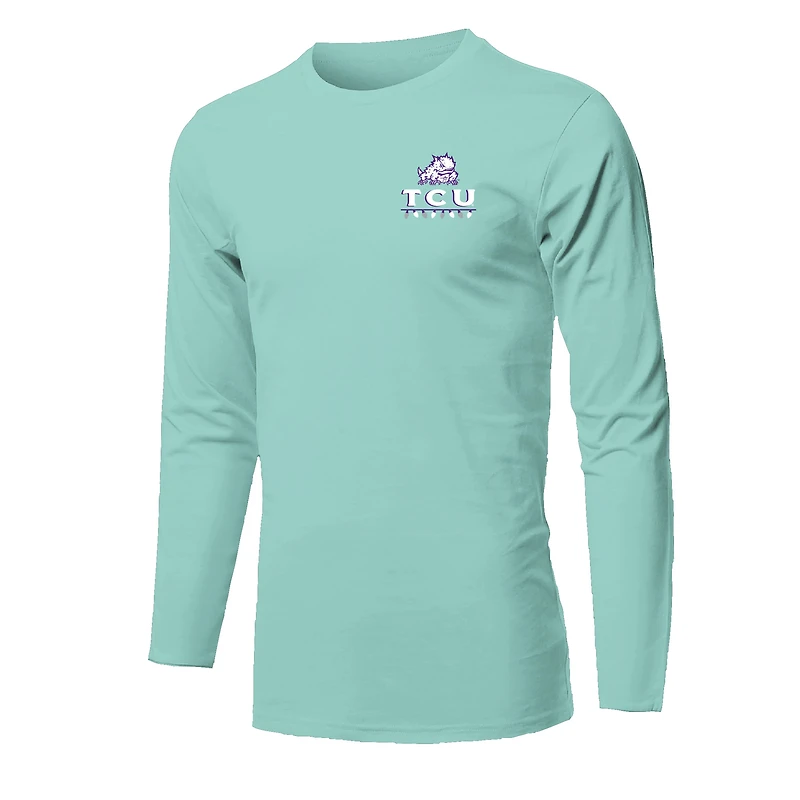 Youth  Light Green TCU Horned Frogs Merry Christmas Tree Long Sleeve T-Shirt